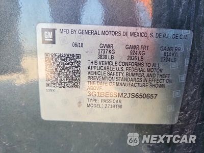 Zdjęcie 12 z 12 samochodu: 2018 CHEVROLET CRUZE LT VIN:3G1BE6SM2JS650657 - miniatura