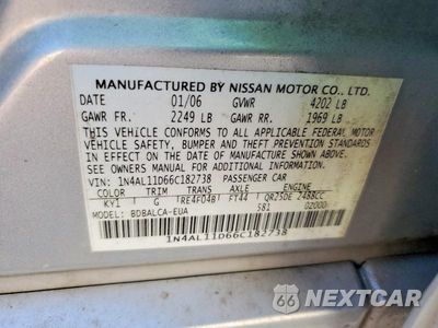 Zdjęcie 12 z 12 samochodu: 2006 NISSAN ALTIMA 2.5 VIN:1N4AL11D66C182738 - miniatura
