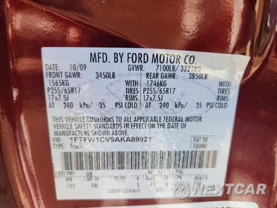 Zdjęcie 12 z 12 samochodu: 2010 FORD F150 SUPERCREW VIN:1FTFW1CV9AKA89921 - miniatura