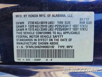 Zdjęcie 14 z 14 samochodu: 2017 HONDA ODYSSEY EXL VIN:5FNRL5H62HB003192 - miniatura