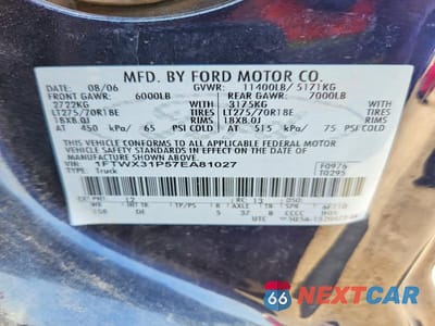 Zdjęcie 12 z 12 samochodu: 2007 FORD F350 SRW SUPER DUTY VIN:1FTWX31P57EA81027 - miniatura