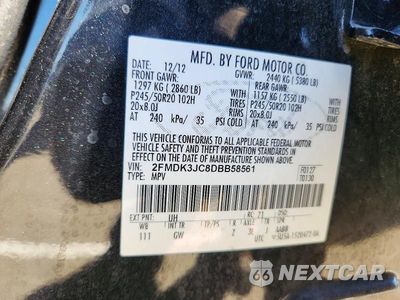Zdjęcie 14 z 14 samochodu: 2013 FORD EDGE SEL VIN:2FMDK3JC8DBB58561 - miniatura