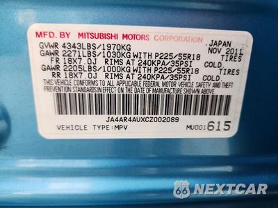 Zdjęcie 14 z 14 samochodu: 2012 MITSUBISHI OUTLANDER SPORT SE VIN:JA4AR4AUXCZ002089 - miniatura