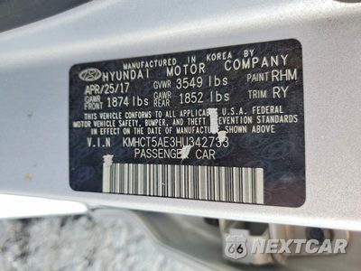 Zdjęcie 12 z 12 samochodu: 2017 HYUNDAI ACCENT SE VIN:KMHCT5AE3HU342733 - miniatura