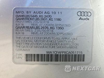 Zdjęcie 14 z 14 samochodu: 2012 AUDI Q5 PREMIUM VIN:WA1CFAFPXCA051715 - miniatura