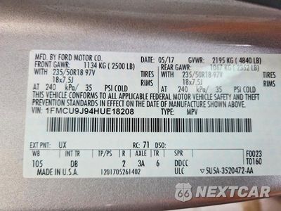 Zdjęcie 14 z 14 samochodu: 2017 FORD ESCAPE TITANIUM VIN:1FMCU9J94HUE18208 - miniatura