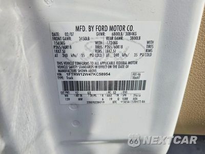 Zdjęcie 12 z 12 samochodu: 2007 FORD F150 SUPERCREW VIN:1FTRW12W47KC58954 - miniatura