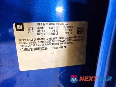 Zdjęcie 12 z 12 samochodu: 2017 CHEVROLET VOLT LT VIN:1G1RA6S59HU106296 - miniatura