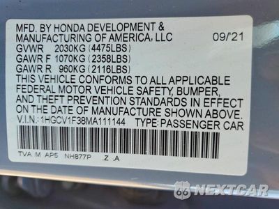 Zdjęcie 12 z 12 samochodu: 2021 HONDA ACCORD SPORT VIN:1HGCV1F38MA111144 - miniatura