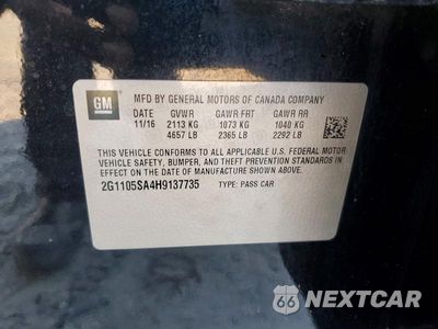 Zdjęcie 12 z 12 samochodu: 2017 CHEVROLET IMPALA LT VIN:2G1105SA4H9137735 - miniatura
