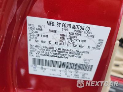 Zdjęcie 14 z 14 samochodu: 2010 FORD ESCAPE LIMITED VIN:1FMCU9EG0AKD04698 - miniatura