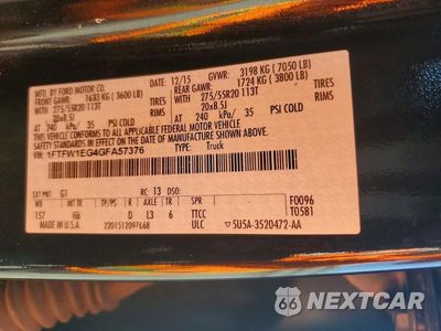 Zdjęcie 13 z 13 samochodu: 2016 FORD F150 SUPERCREW VIN:1FTFW1EG4GFA57376 - miniatura