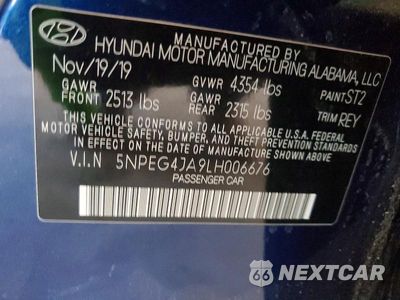 Zdjęcie 13 z 13 samochodu: 2020 HYUNDAI SONATA SE VIN:5NPEG4JA9LH006676 - miniatura