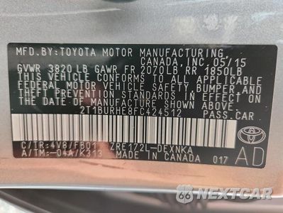 Zdjęcie 12 z 12 samochodu: 2015 TOYOTA COROLLA LE PLUS VIN:2T1BURHE8FC424512 - miniatura
