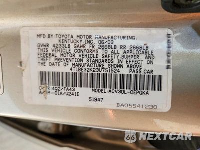 Zdjęcie 12 z 12 samochodu: 2003 TOYOTA CAMRY XLE VIN:4T1BE32K23U751524 - miniatura