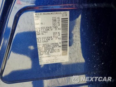 Zdjęcie 12 z 12 samochodu: 2019 NISSAN PATHFINDER SV VIN:5N1DR2MN6KC592610 - miniatura