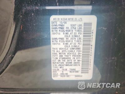 Zdjęcie 13 z 13 samochodu: 2010 NISSAN MURANO S VIN:JN8AZ1MW5AW106574 - miniatura
