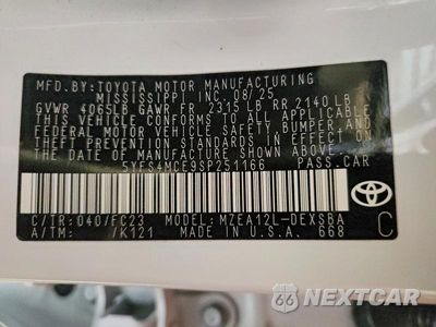 Zdjęcie 13 z 13 samochodu: 2025 TOYOTA COROLLA SE VIN:5YFS4MCE9SP251166 - miniatura