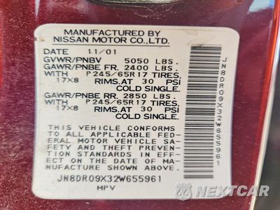 Zdjęcie 13 z 13 samochodu: 2002 NISSAN PATHFINDER SE VIN:JN8DR09X32W655961 - miniatura