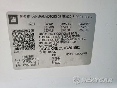 Zdjęcie 12 z 12 samochodu: 2018 CHEVROLET SILVERADO K1500 LT VIN:3GCUKREC5JG261091 - miniatura