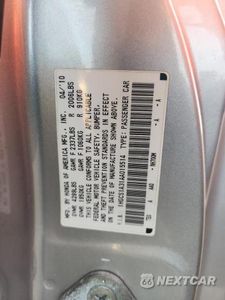 Zdjęcie 12 z 12 samochodu: 2010 HONDA ACCORD LX VIN:1HGCS1A31AA015514 - miniatura