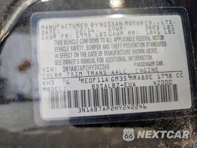 Zdjęcie 13 z 13 samochodu: 2017 NISSAN SENTRA S VIN:3N1AB7AP2HY242246 - miniatura