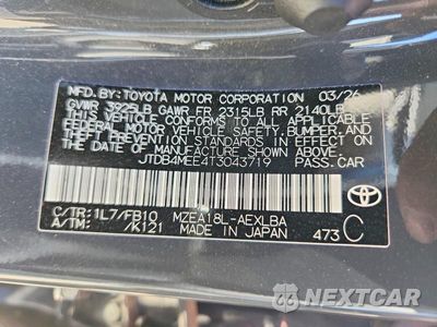 Zdjęcie 12 z 12 samochodu: 2026 TOYOTA COROLLA LE VIN:JTDB4MEE4T3043719 - miniatura