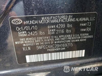 Zdjęcie 12 z 12 samochodu: 2011 HYUNDAI SONATA LIMITED VIN:5NPEC4AC2BH169715 - miniatura