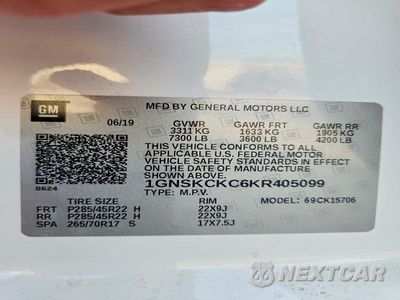 Zdjęcie 13 z 13 samochodu: 2019 CHEVROLET TAHOE K1500 PREMIER VIN:1GNSKCKC6KR405099 - miniatura