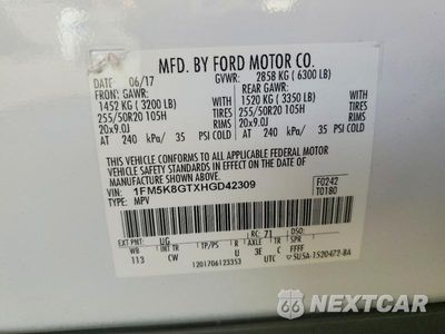 Zdjęcie 13 z 13 samochodu: 2017 FORD EXPLORER SPORT VIN:1FM5K8GTXHGD42309 - miniatura