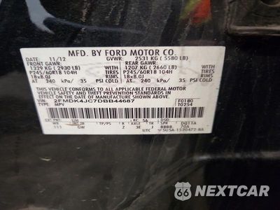 Zdjęcie 13 z 13 samochodu: 2013 FORD EDGE SEL VIN:2FMDK4JC7DBB44687 - miniatura