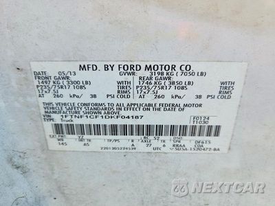 Zdjęcie 12 z 12 samochodu: 2013 FORD F150 SSV VIN:1FTNF1CF1DKF04187 - miniatura