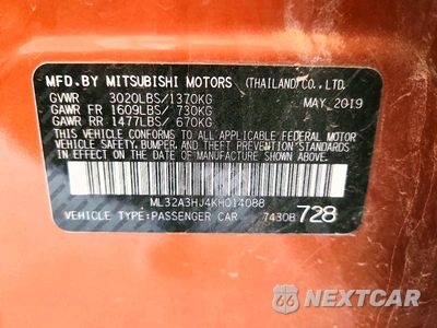 Zdjęcie 13 z 13 samochodu: 2019 MITSUBISHI MIRAGE ES VIN:ML32A3HJ4KH014088 - miniatura