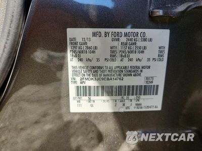 Zdjęcie 13 z 13 samochodu: 2014 FORD EDGE SEL VIN:2FMDK3JC9EBA14762 - miniatura