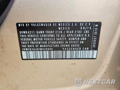 Zdjęcie 13 z 13 samochodu: 2015 VOLKSWAGEN JETTA BASE VIN:3VW2K7AJ5FM426966 - miniatura