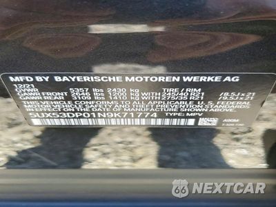 Zdjęcie 12 z 12 samochodu: 2022 BMW X3 XDRIVE30I VIN:5UX53DP01N9K71774 - miniatura