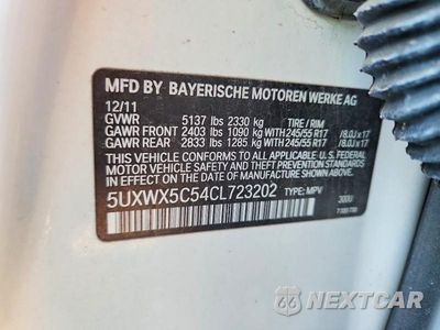 Zdjęcie 12 z 12 samochodu: 2012 BMW X3 XDRIVE28I VIN:5UXWX5C54CL723202 - miniatura