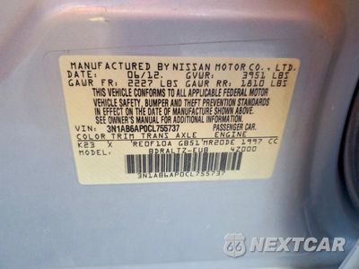 Zdjęcie 13 z 13 samochodu: 2012 NISSAN SENTRA 2.0 VIN:3N1AB6AP0CL755737 - miniatura
