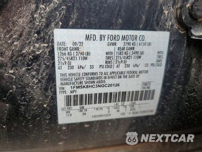 Zdjęcie 14 z 14 samochodu: 2022 FORD EXPLORER PLATINUM VIN:1FM5K8HC3NGC20126 - miniatura
