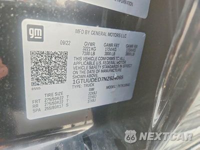 Zdjęcie 12 z 12 samochodu: 2022 GMC SIERRA K1500 SLT VIN:1GTUUDED7NZ624065 - miniatura