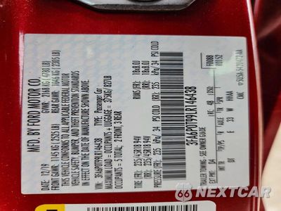 Zdjęcie 13 z 13 samochodu: 2020 FORD FUSION SE VIN:3FA6P0T99LR146438 - miniatura