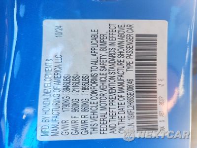 Zdjęcie 13 z 13 samochodu: 2025 HONDA CIVIC SPORT VIN:19XFL2H86SE006046 - miniatura