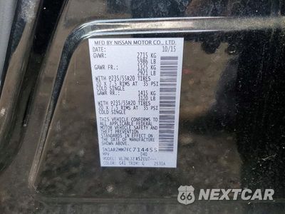 Zdjęcie 13 z 13 samochodu: 2015 NISSAN PATHFINDER S VIN:5N1AR2MM7FC714455 - miniatura