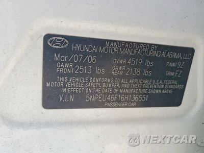 Zdjęcie 12 z 12 samochodu: 2006 HYUNDAI SONATA GLS V6 VIN:5NPEU46F16H136551 - miniatura