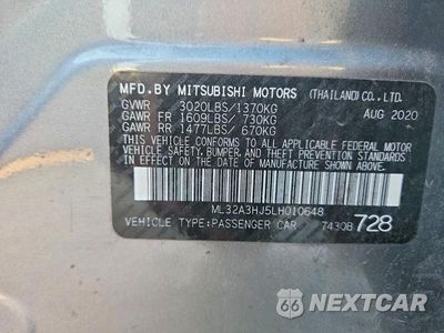 Zdjęcie 12 z 12 samochodu: 2020 MITSUBISHI MIRAGE ES VIN:ML32A3HJ5LH010648 - miniatura