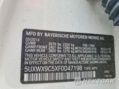 Zdjęcie 12 z 12 samochodu: 2015 BMW X3 XDRIVE28I VIN:5UXWX9C5XF0D47198 - miniatura