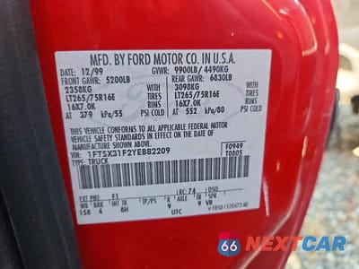 Zdjęcie 12 z 12 samochodu: 2000 FORD F350 SRW SUPER DUTY VIN:1FTSX31F2YEB82209 - miniatura