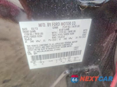 Zdjęcie 14 z 14 samochodu: 2013 LINCOLN MKX VIN:2LMDJ8JK8DBL31992 - miniatura