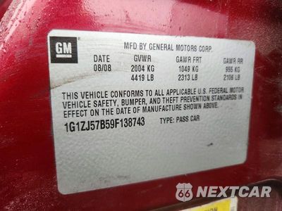 Zdjęcie 12 z 12 samochodu: 2009 CHEVROLET MALIBU 2LT VIN:1G1ZJ57B59F138743 - miniatura