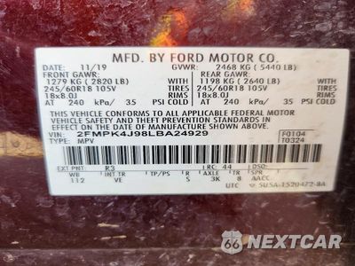 Zdjęcie 13 z 13 samochodu: 2020 FORD EDGE SEL VIN:2FMPK4J98LBA24929 - miniatura